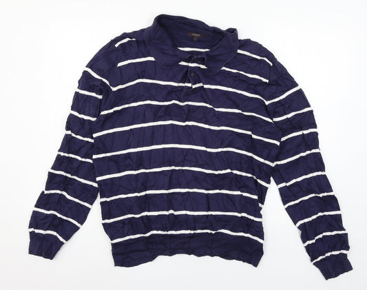 Refectory Mens Blue Striped Knit Pullover Jumper Size L