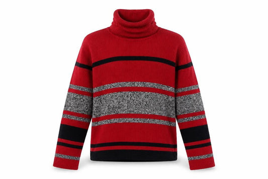 Liz & Co Girls Red Striped Knit Pullover Jumper Size XS