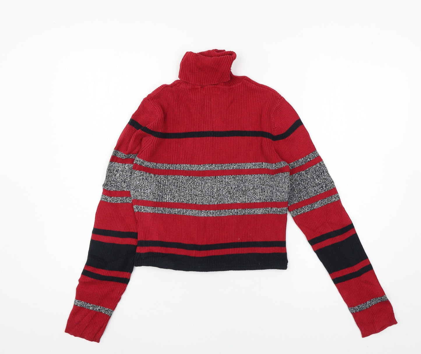 Liz & Co Girls Red Striped Knit Pullover Jumper Size XS