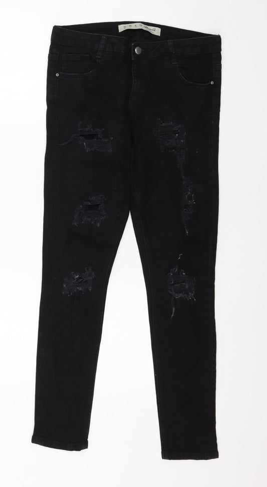Denim & Co. Womens Black  Denim Skinny Jeans Size 12 L28 in