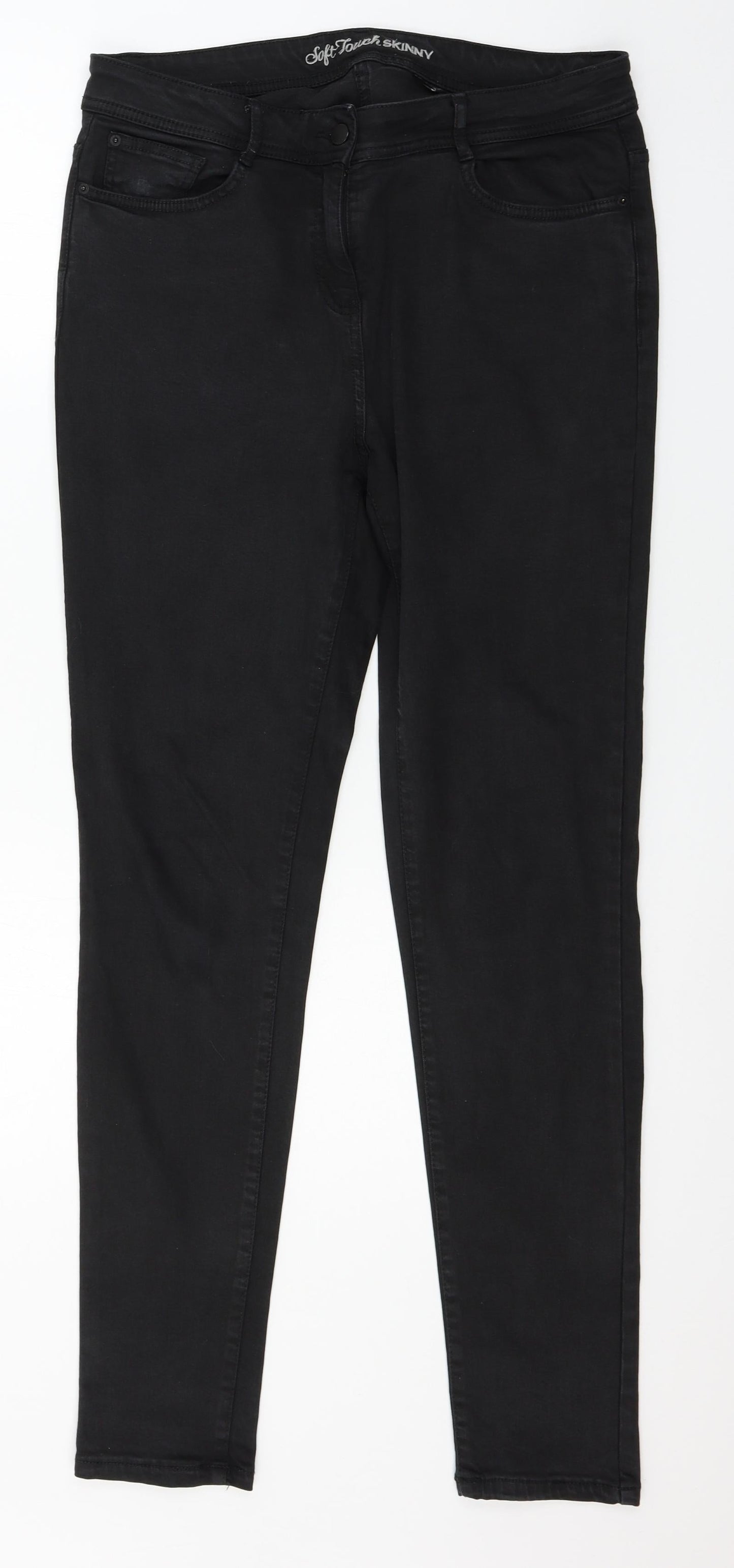 Preworn Womens Black  Denim Skinny Jeans Size 34 in L30 in