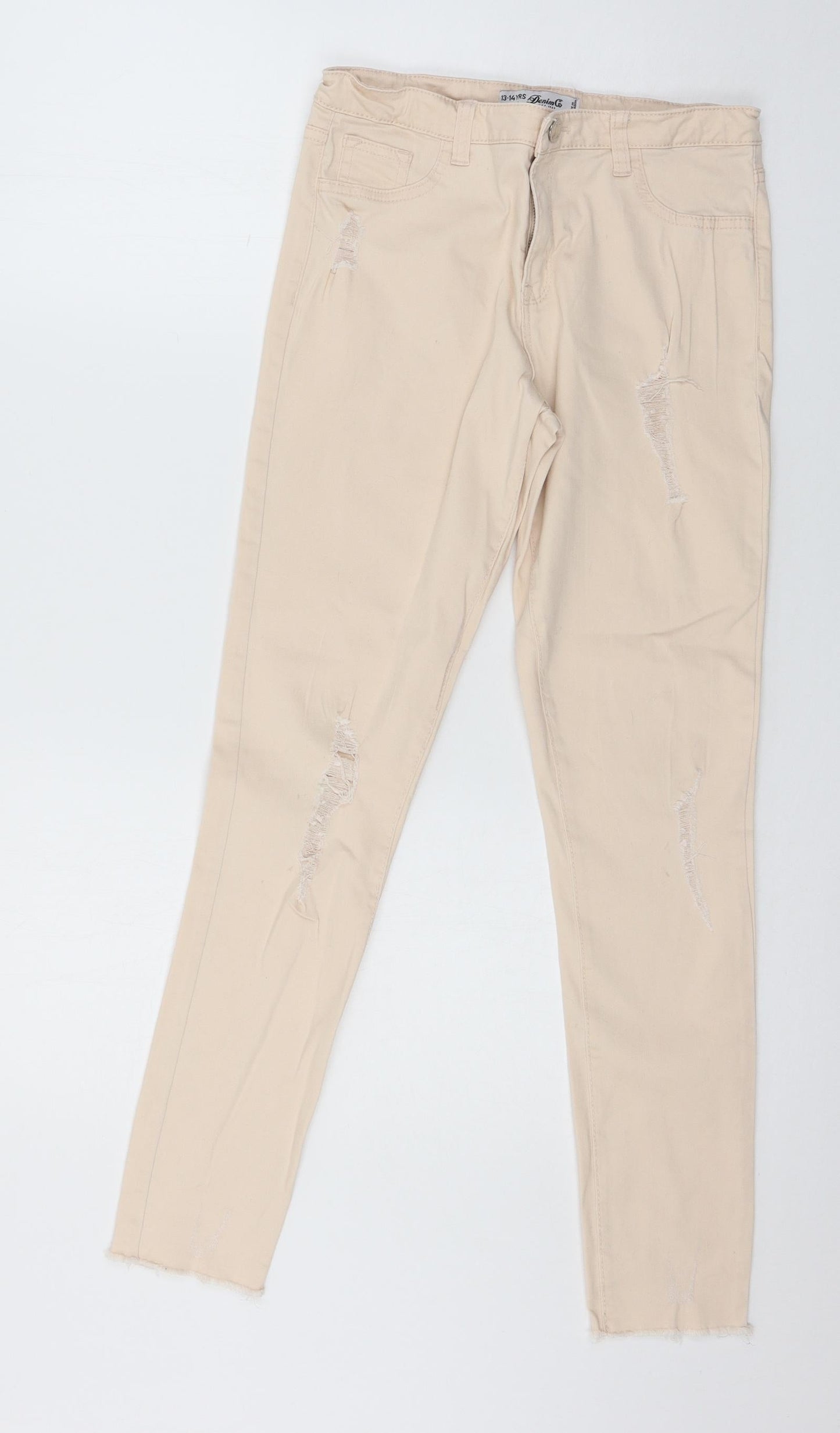 Denim & Co. Girls Pink  Denim Skinny Jeans Size 13-14 Years - distressed