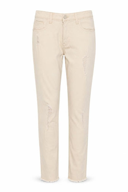 Front view of Denim & Co. girls’ pink denim skinny jeans, size 13-14, years - distressed