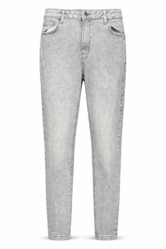 Front view of Denim & Co. women’s grey denim skinny jeans, size UK 14, 26-inch leg