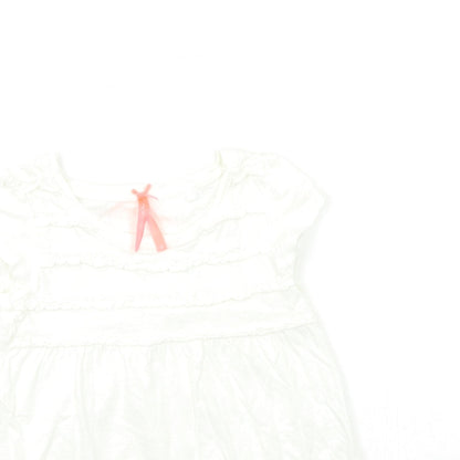 Close-up detail of Next girls’ white basic t-shirt, size 6, years