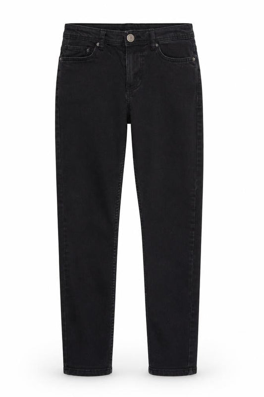 Front view of Denim & Co. women’s black denim skinny jeans, size UK 30, in, 32-inch leg
