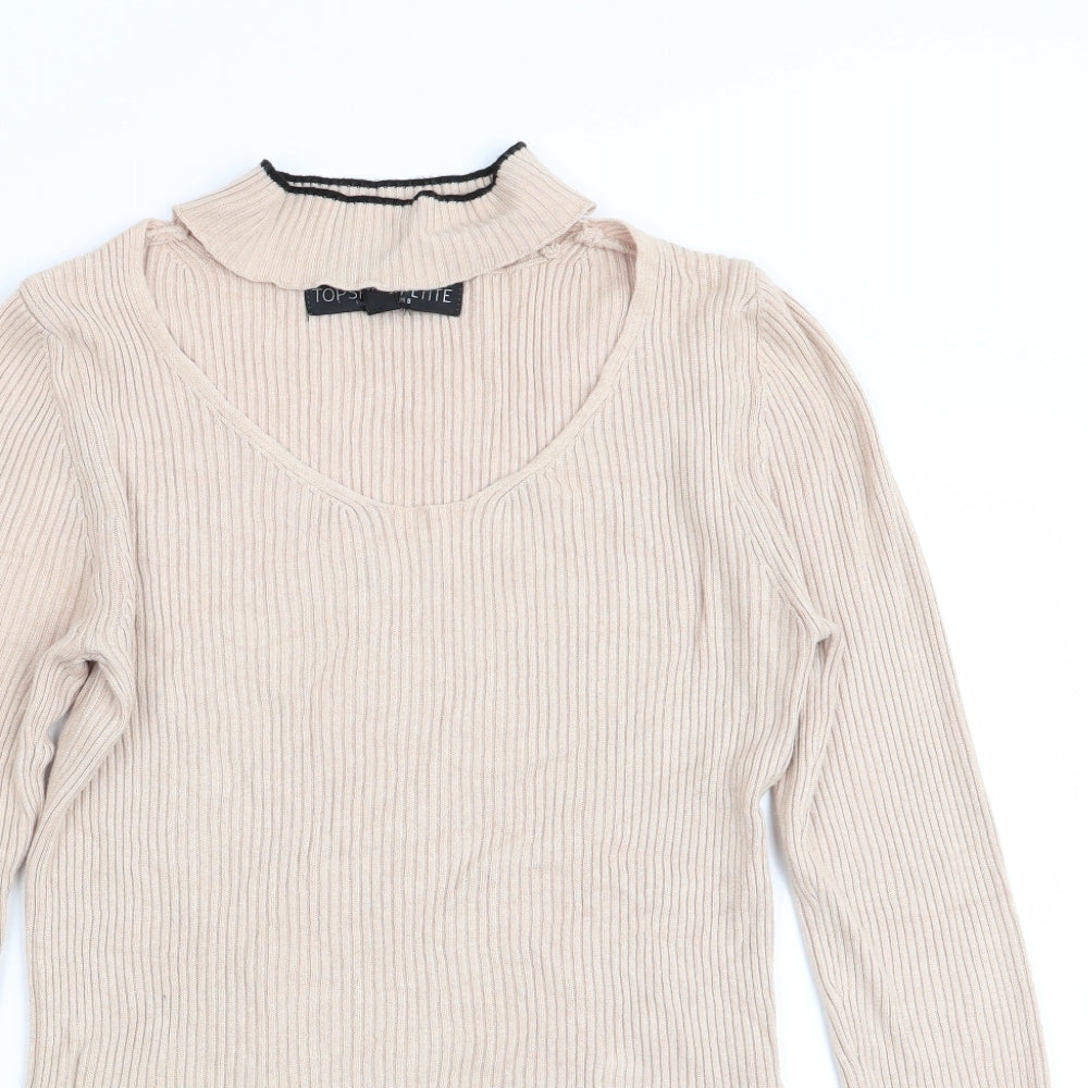 Topshop Womens Beige   Basic T-Shirt Size 8