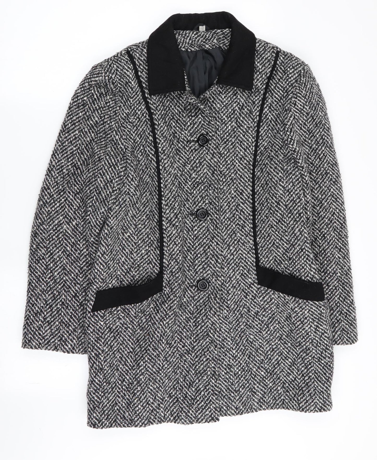 Preworn Womens Multicoloured Geometric  Overcoat Coat Size 10