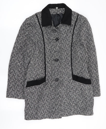 Preworn Womens Multicoloured Geometric  Overcoat Coat Size 10