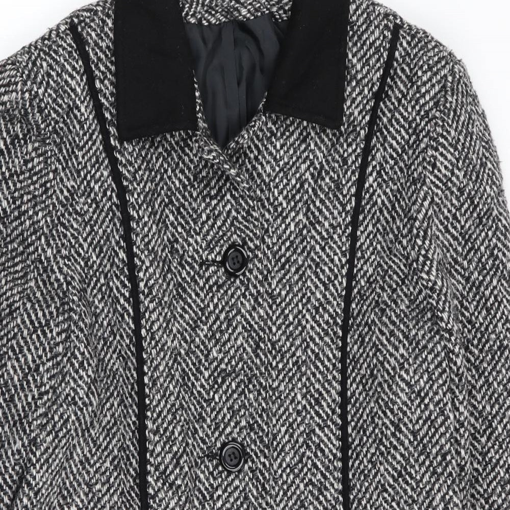 Preworn Womens Multicoloured Geometric  Overcoat Coat Size 10