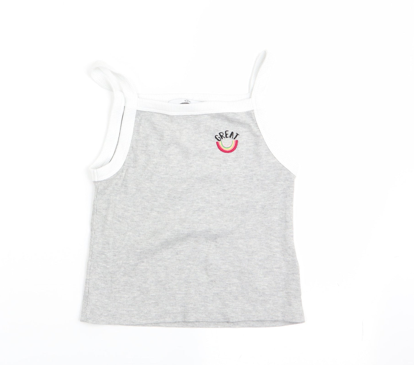 M&S Girls Grey   Basic Tank Size 8-9 Years