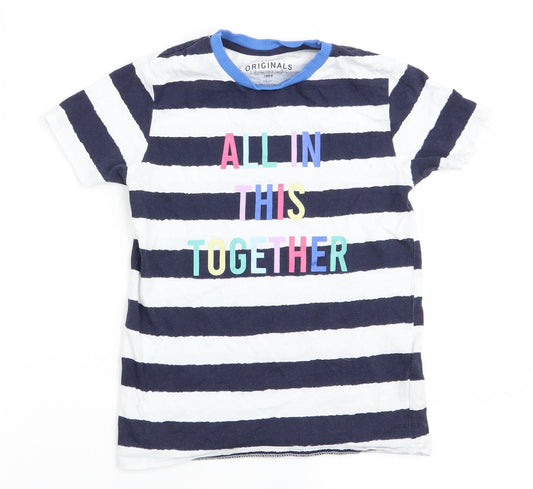 M&S Girls Multicoloured Striped  Basic T-Shirt Size 5-6 Years