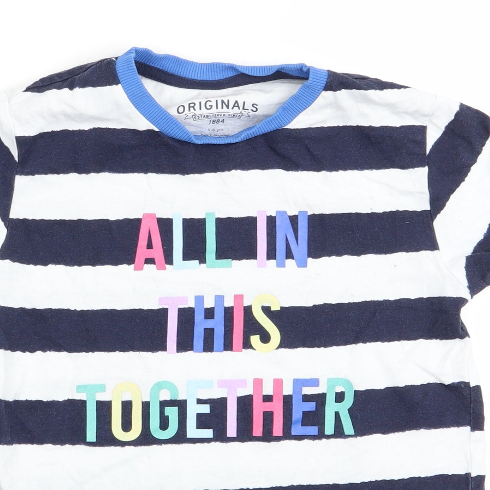 M&S Girls Multicoloured Striped  Basic T-Shirt Size 5-6 Years