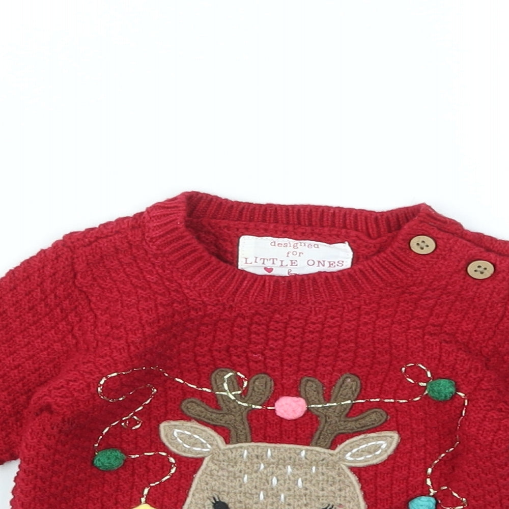 F&F Boys Red Argyle/Diamond  Pullover Jumper Size 3-6 Months
