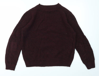 Preloved Primark Mens Purple Houndstooth  Pullover Sweatshirt Size M - Back