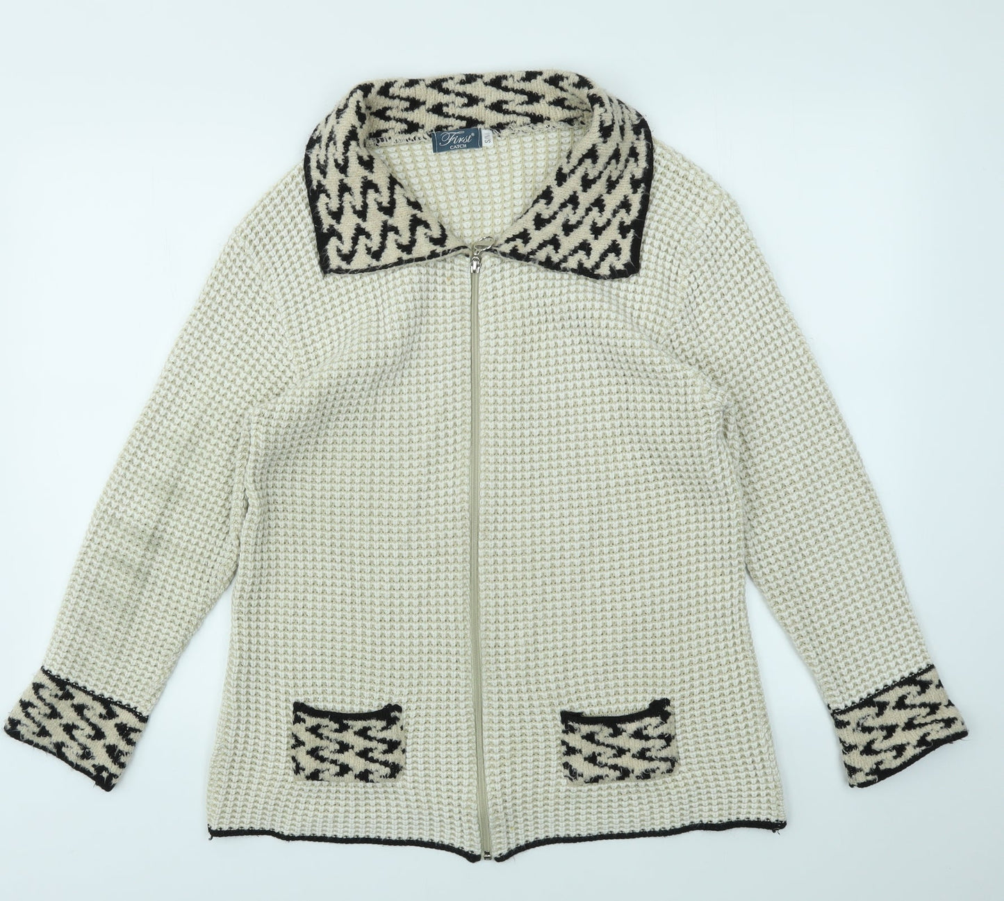 Finest Womens Ivory   Full Zip Jumper Size S