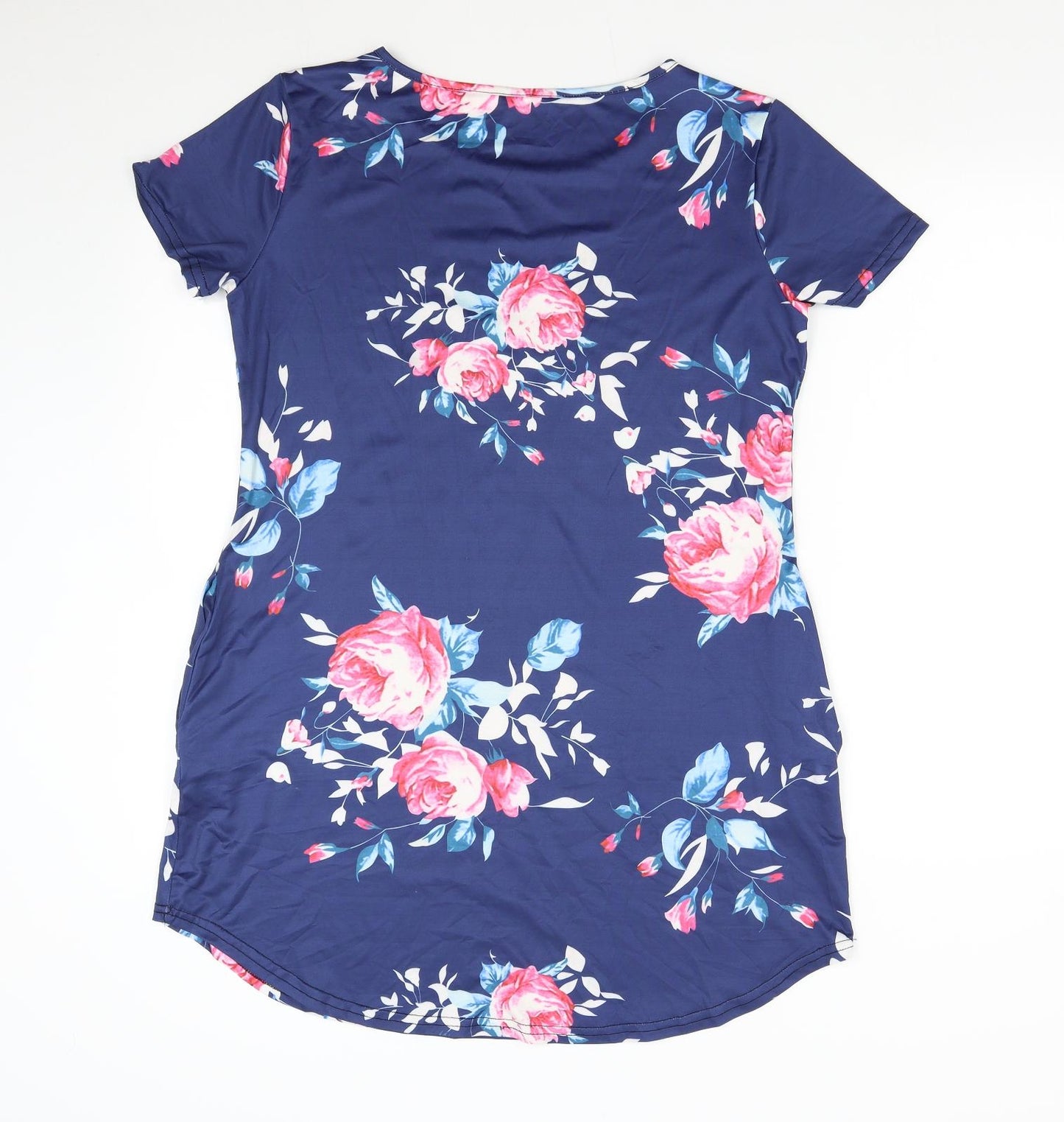 Preworn Womens Black Floral  T-Shirt Dress