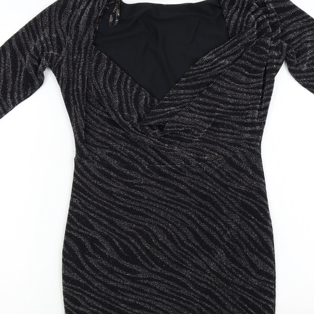 Lipsy Womens Black  Knit Bodycon  Size S