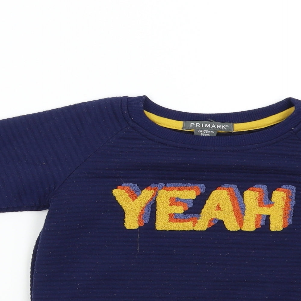 Primark Boys Blue   Pullover Sweatshirt Size 2-3 Years