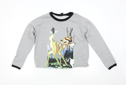 Preloved Ink & Paint Womens Grey   Pullover Sweatshirt Size 10  - Bambi - Front