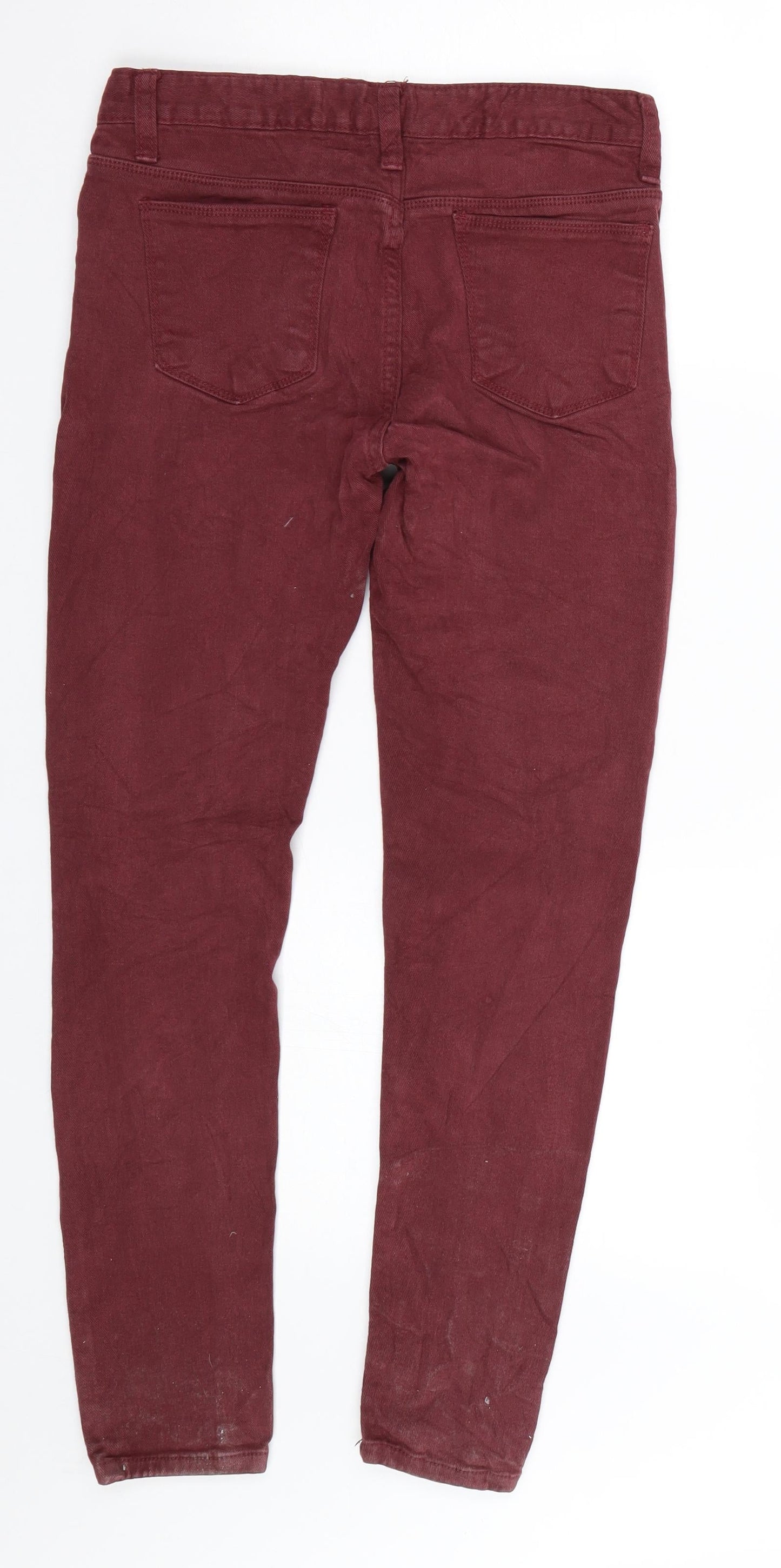 Preworn Womens Red  Denim Skinny Jeans Size 27 L25 in