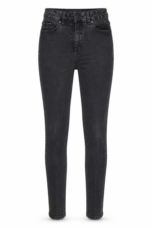 Front view of Papaya women’s black denim skinny jeans, size UK 8, 26-inch leg