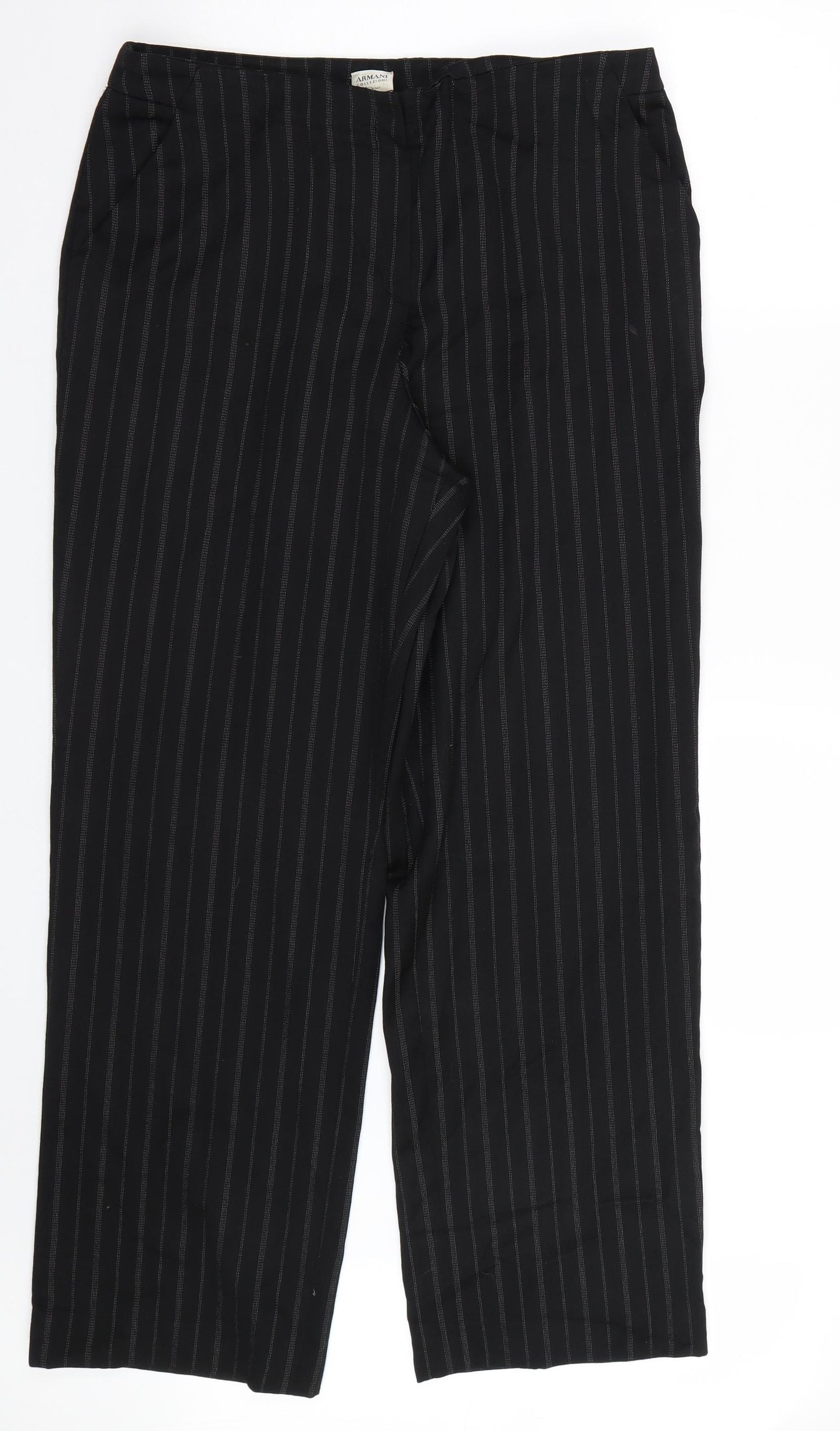 Armani  Womens Black Striped  Trousers  Size 20 L30 in