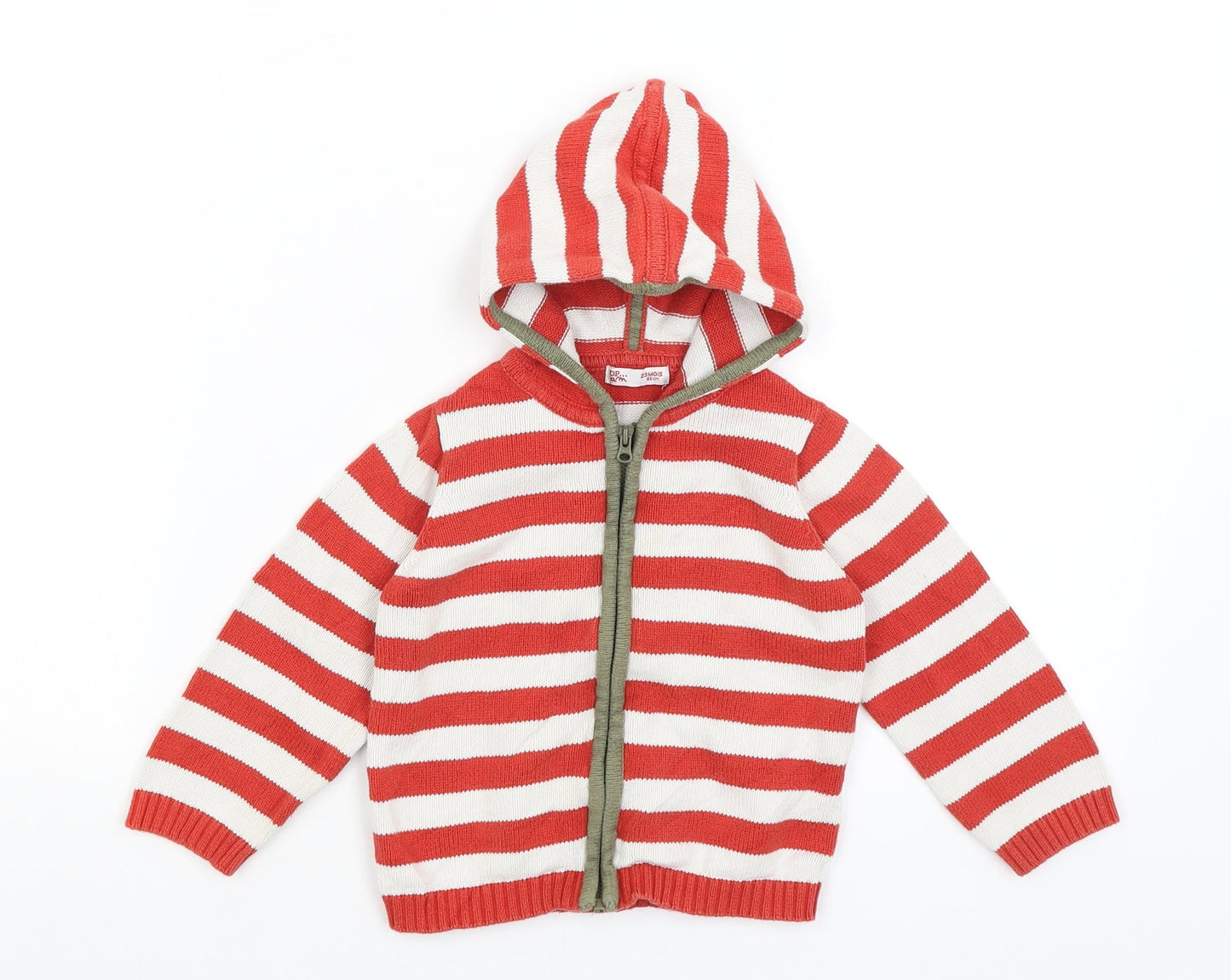 DP Girls Red Striped  Full Zip Hoodie Size 2 Years