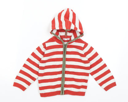 Additional front view of DP girls’ red striped full zip hoodie, size 2, years