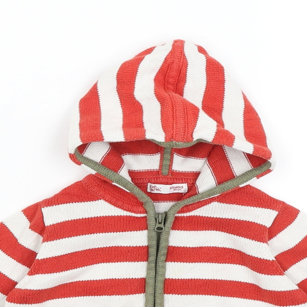 DP Girls Red Striped  Full Zip Hoodie Size 2 Years