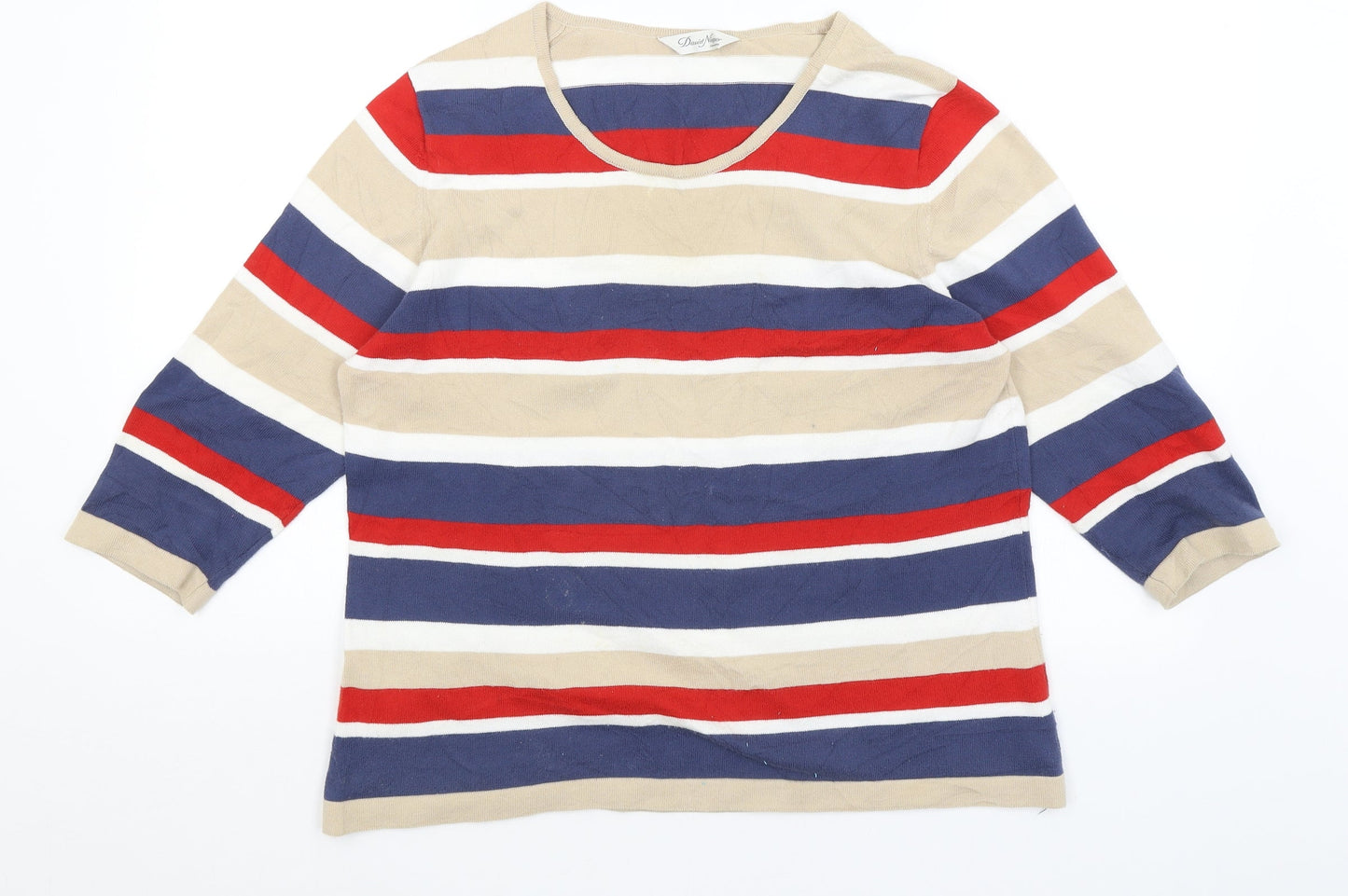 David Neiper Womens Beige Striped  Pullover Jumper Size 18