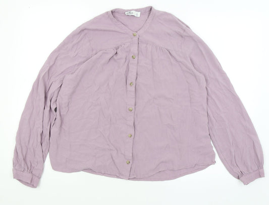 Hollister Womens Purple   Basic Button-Up Size L