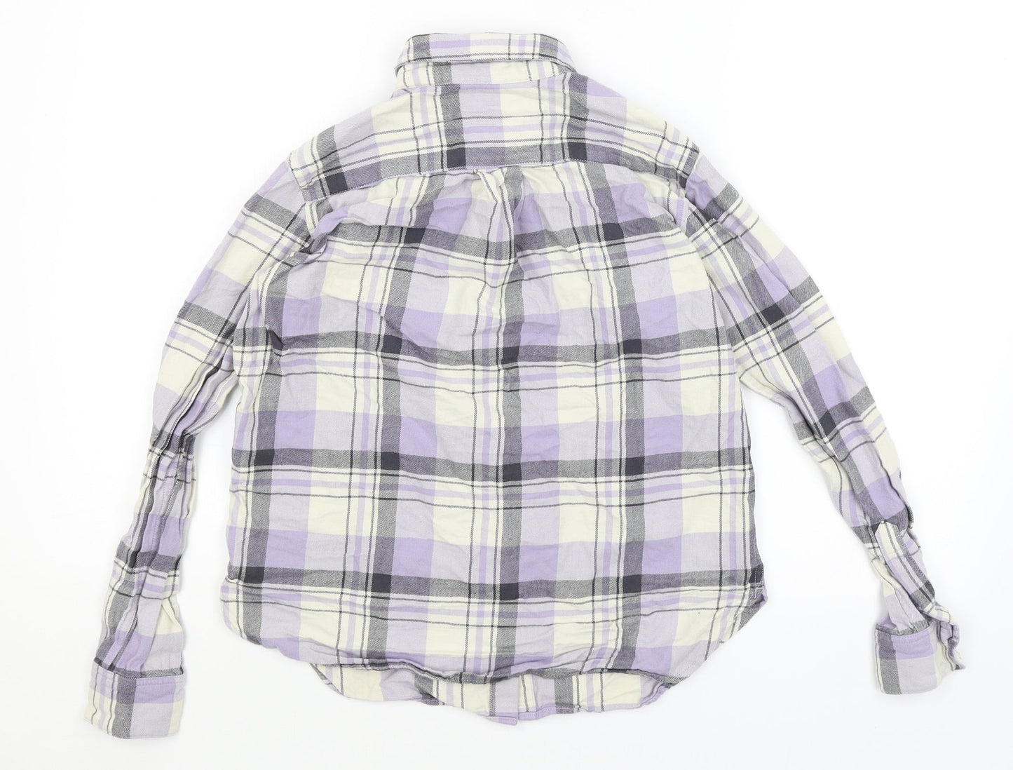 Uni Qlo Womens Purple Plaid  Basic Button-Up Size 2XS