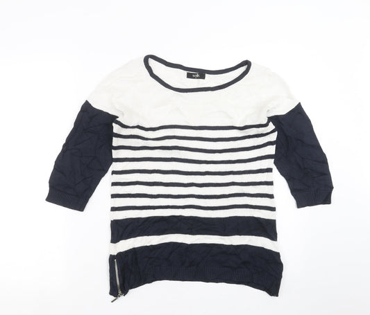 Wallis Womens Blue Striped Knit Pullover Jumper Size S