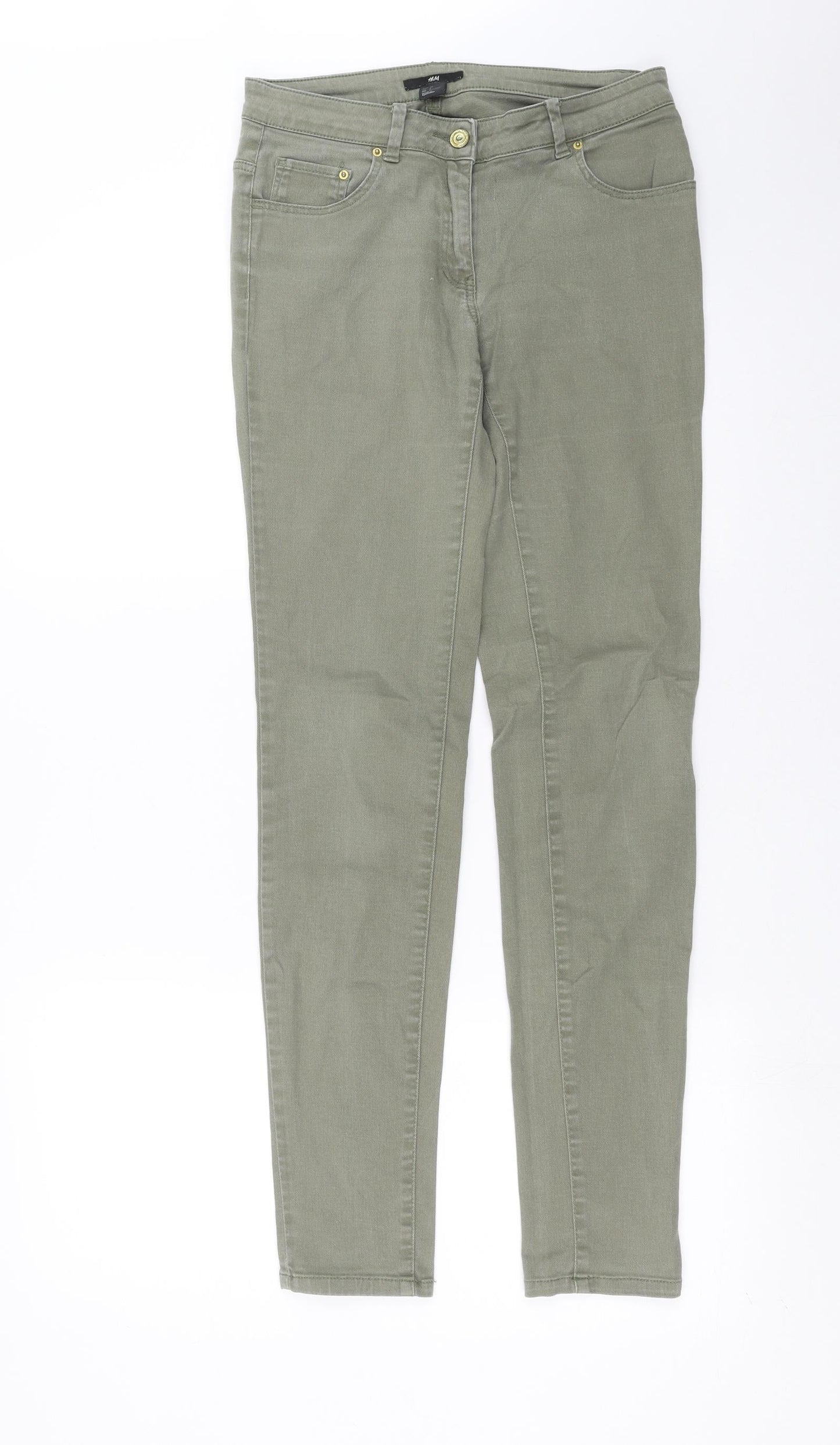 H&M Womens Green  Denim Skinny Jeans Size 8 L30 in