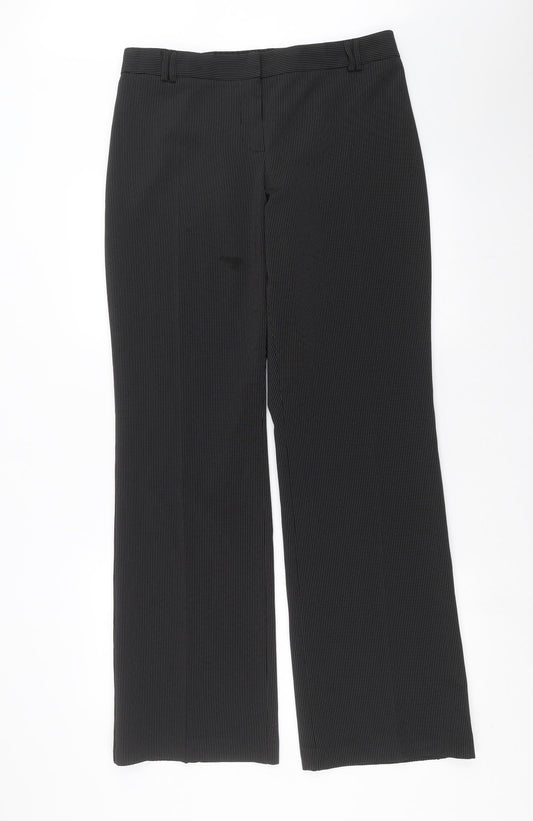 Marks and Spencer Womens Black Striped  Trousers  Size 14 L32 in