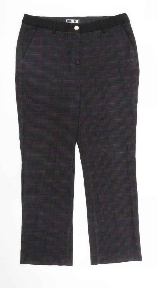 M&S Womens Purple Check  Trousers  Size 12 L26 in