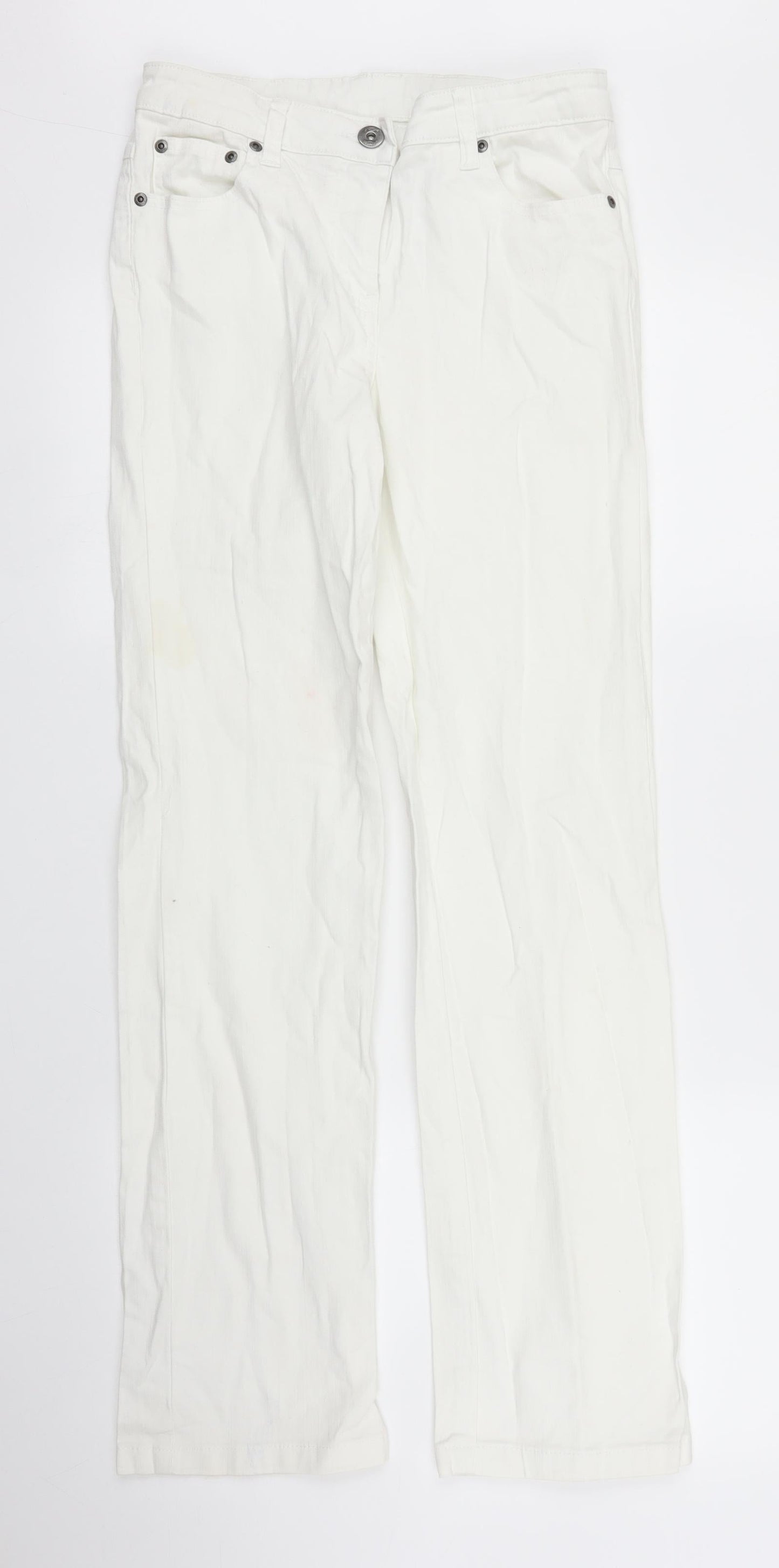 Preworn Womens White  Denim Straight Jeans Size 8 L31 in