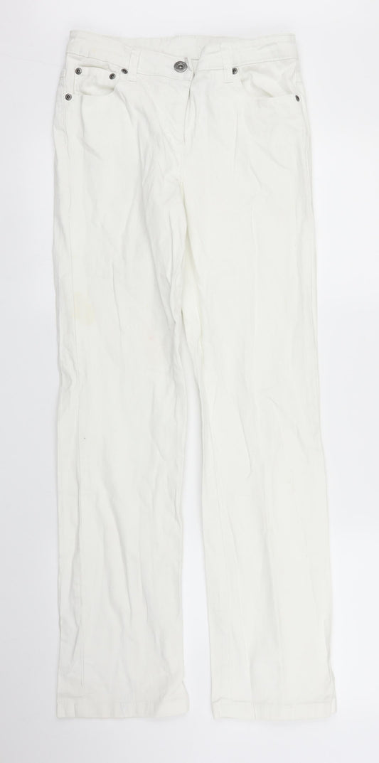 Preworn Womens White  Denim Straight Jeans Size 8 L31 in