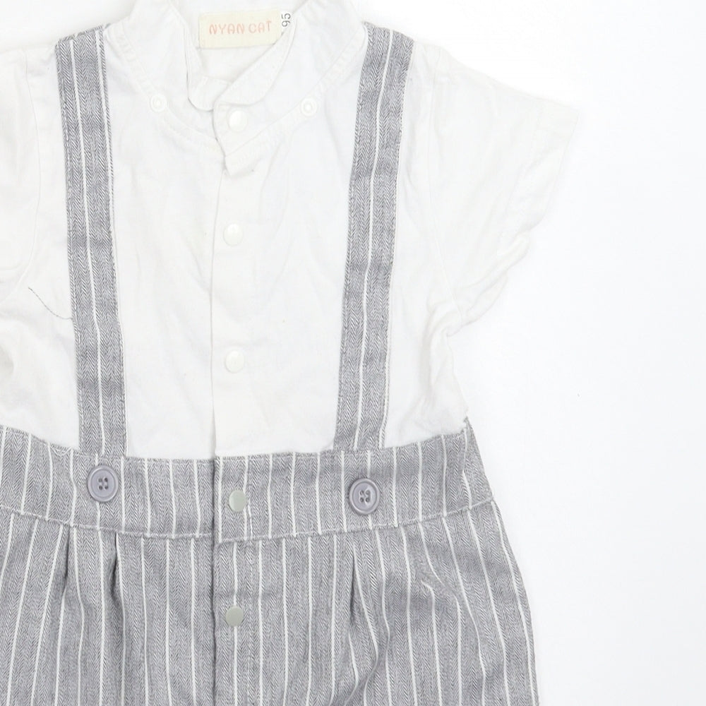Nyan Cat Baby Grey Striped  Babygrow One-Piece Size 18-24 Months
