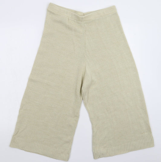 Preworn Womens White  Knit Cropped Trousers Size 14 L20 in