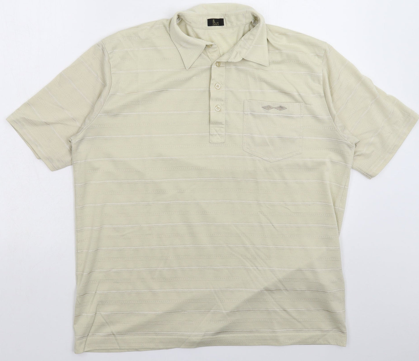BHS Womens Beige Striped  Basic Polo Size M
