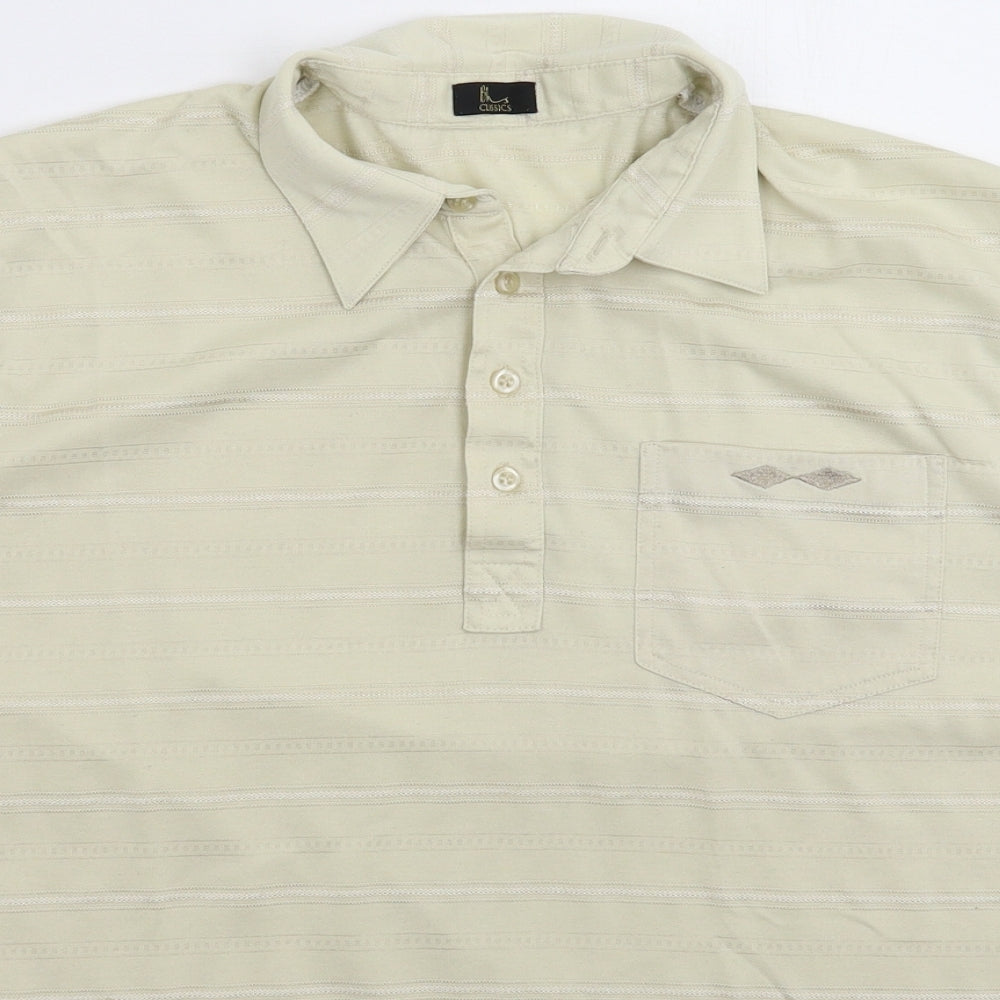 BHS Womens Beige Striped  Basic Polo Size M