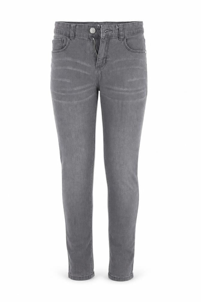 Front view of Denim & Co. girls’ grey skinny jeans, size 11-12, years