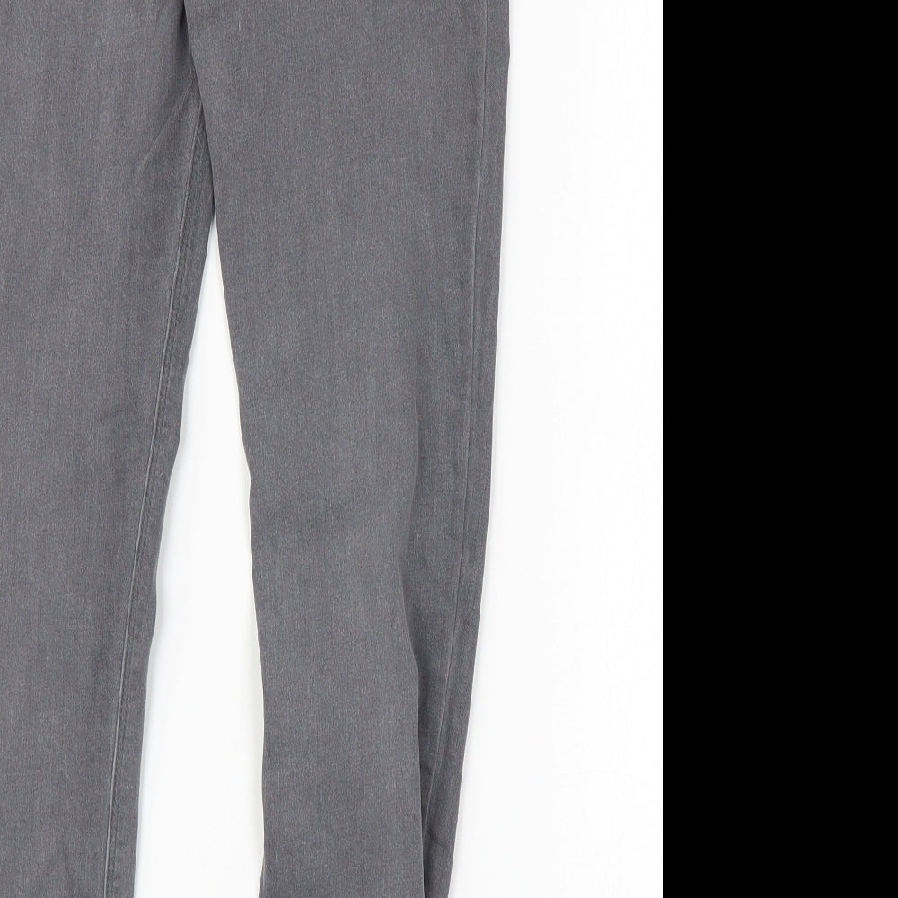 Brand and care label for Denim & Co. girls’ grey skinny jeans, size 11-12, years