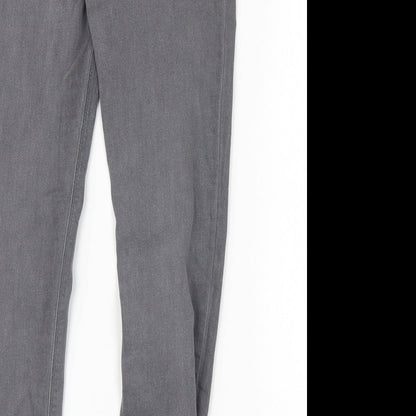 Brand and care label for Denim & Co. girls’ grey skinny jeans, size 11-12, years