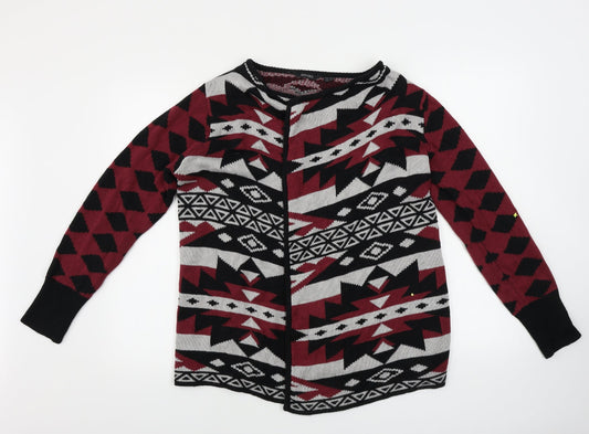 ESMARA Womens Red Geometric  Cardigan Jumper Size 10