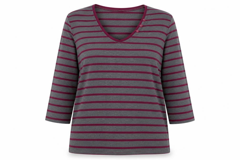 ALEXARA Womens Grey Striped  Basic Blouse Size 16