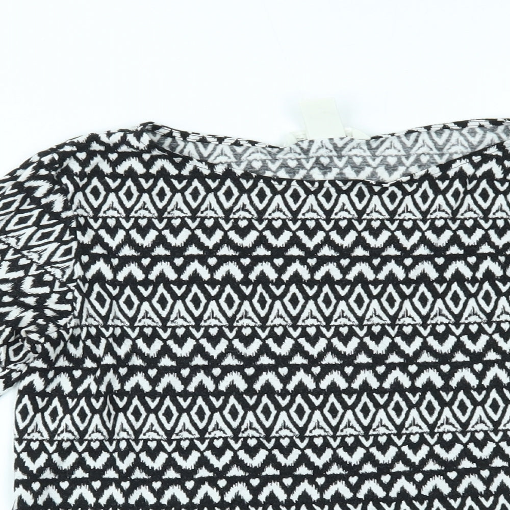 H&M Womens Black Geometric  Basic Blouse Size S