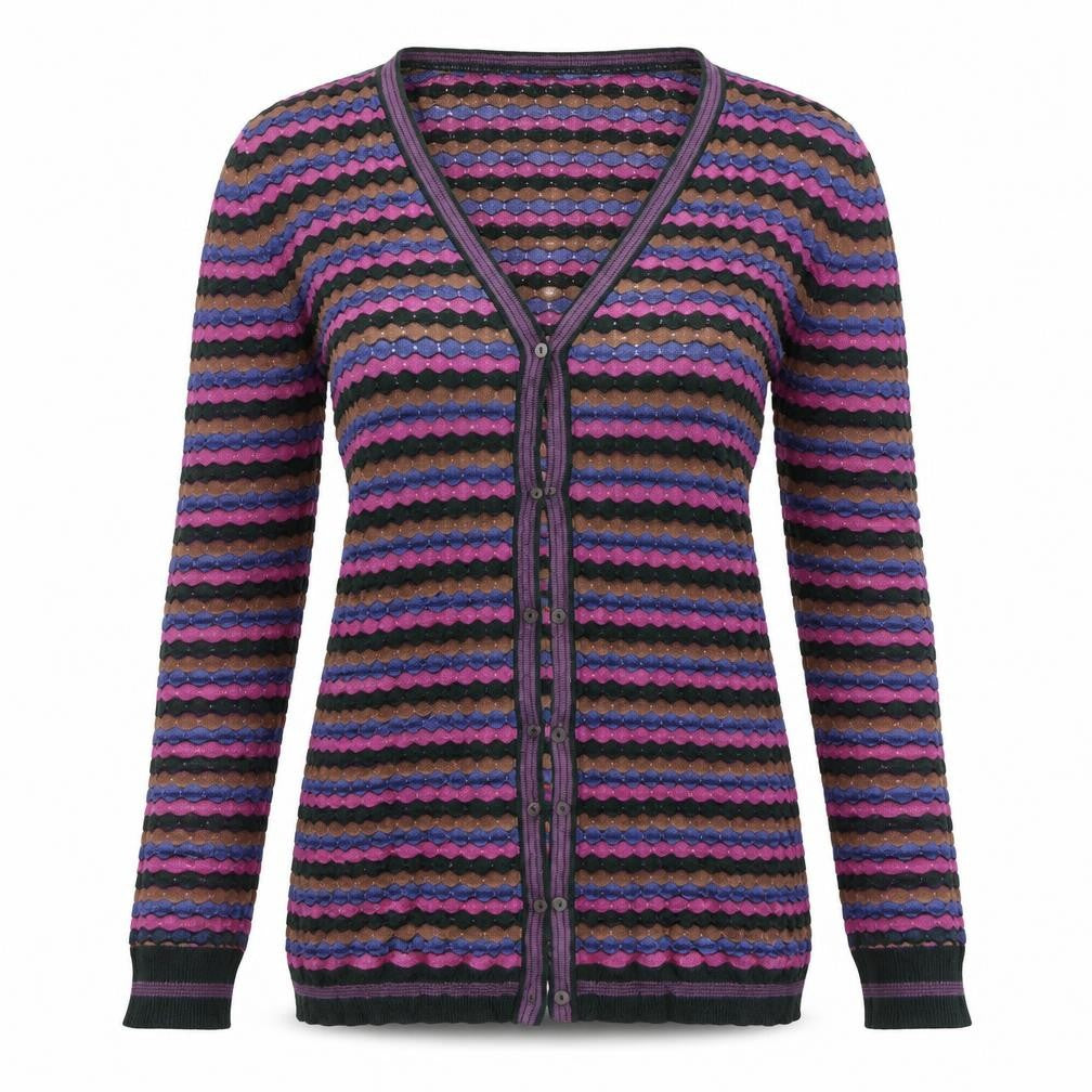 Zara Womens Green Striped  Cardigan Jumper Size S